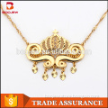 2016 Boojew brass jewelry without stone long gold chain necklace with big pendant